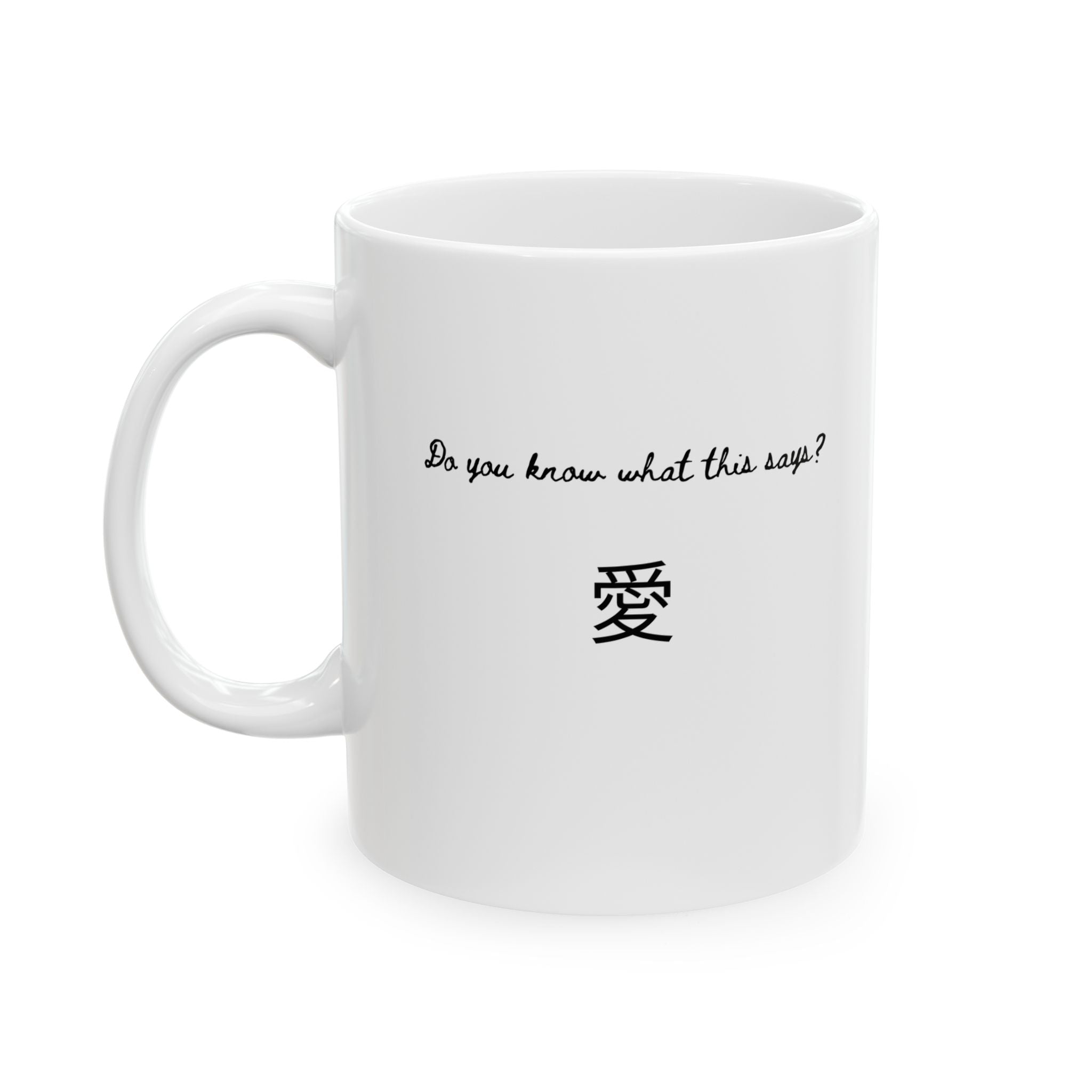 Minimal Black Script Ceramic Mug — Quote Coffee Cup