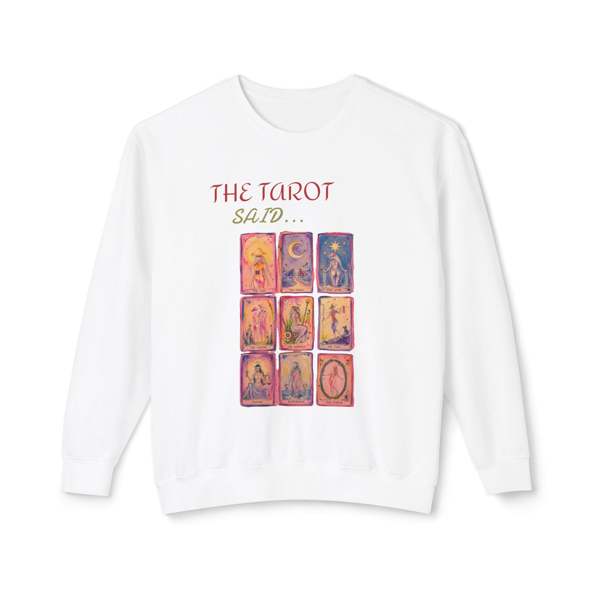 Tarot Justice Card Crewneck Sweatshirt — Illustrated Witchy Pullover
