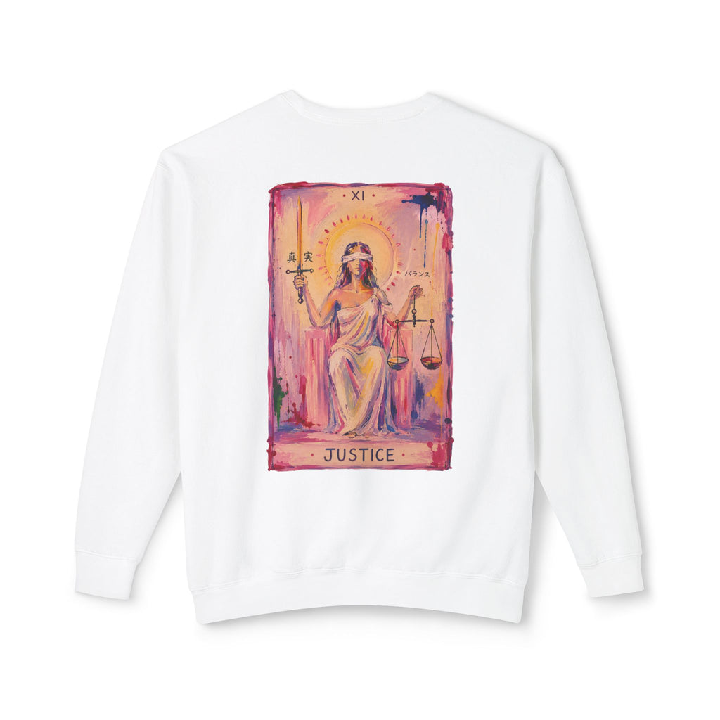 Tarot Justice Card Crewneck Sweatshirt — Illustrated Witchy Pullover