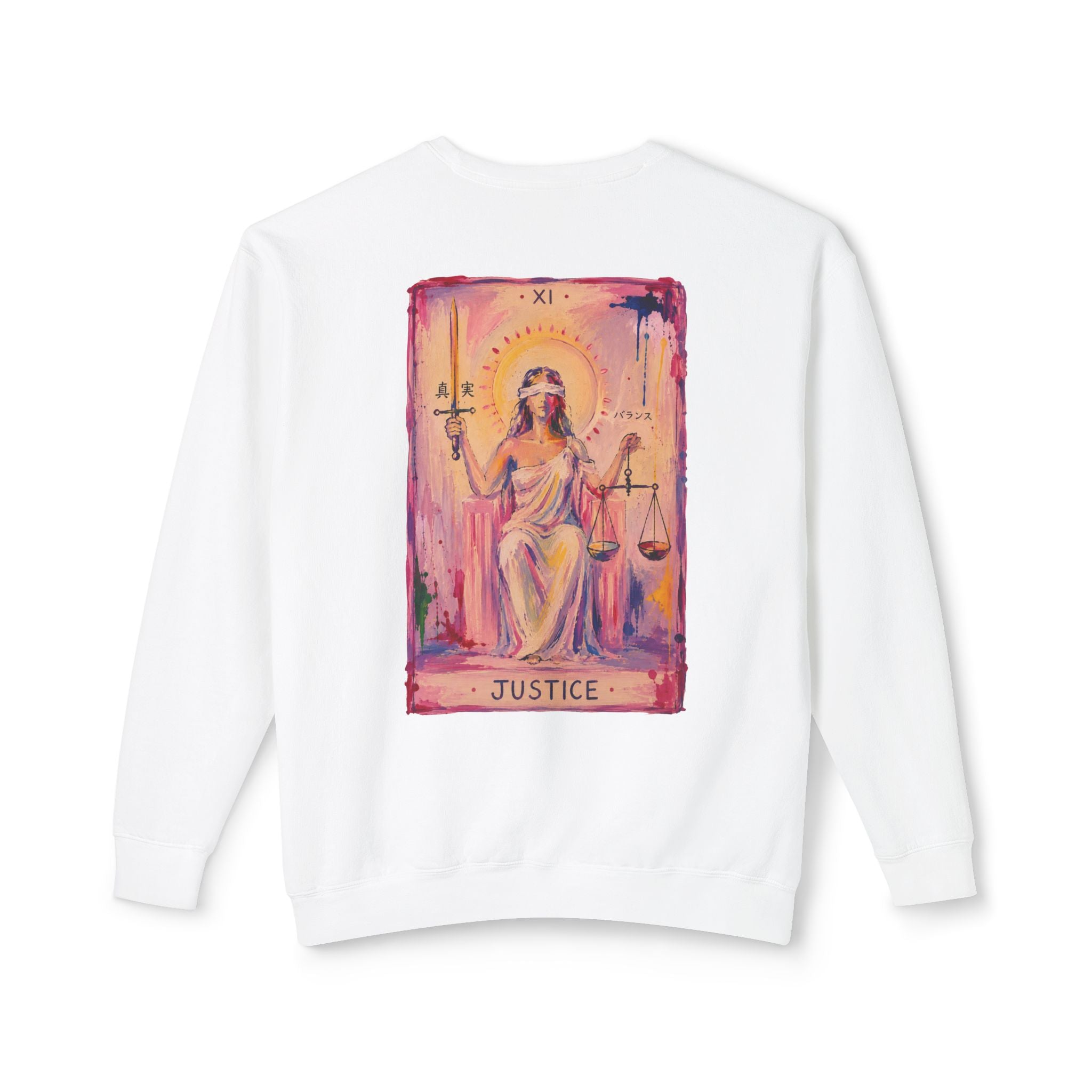 Tarot Justice Card Crewneck Sweatshirt — Illustrated Witchy Pullover