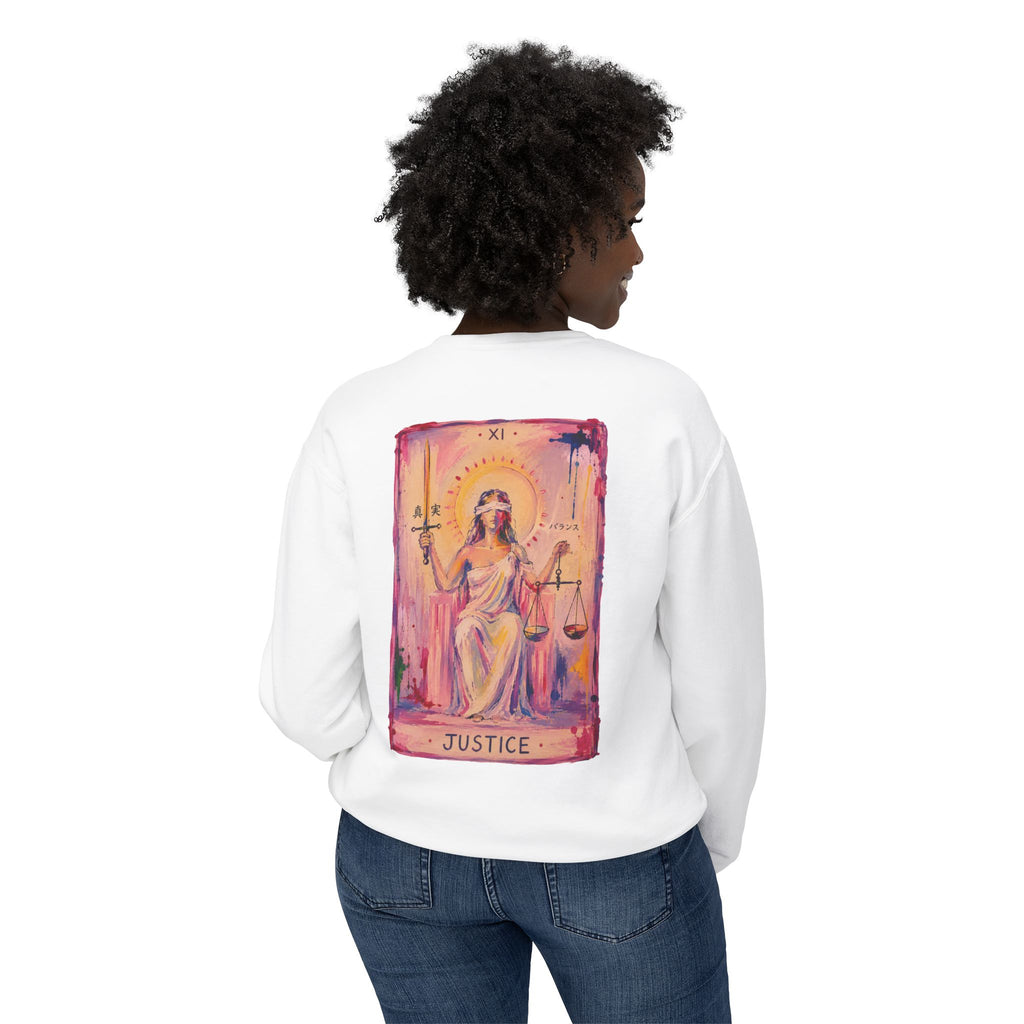 Tarot Justice Card Crewneck Sweatshirt — Illustrated Witchy Pullover