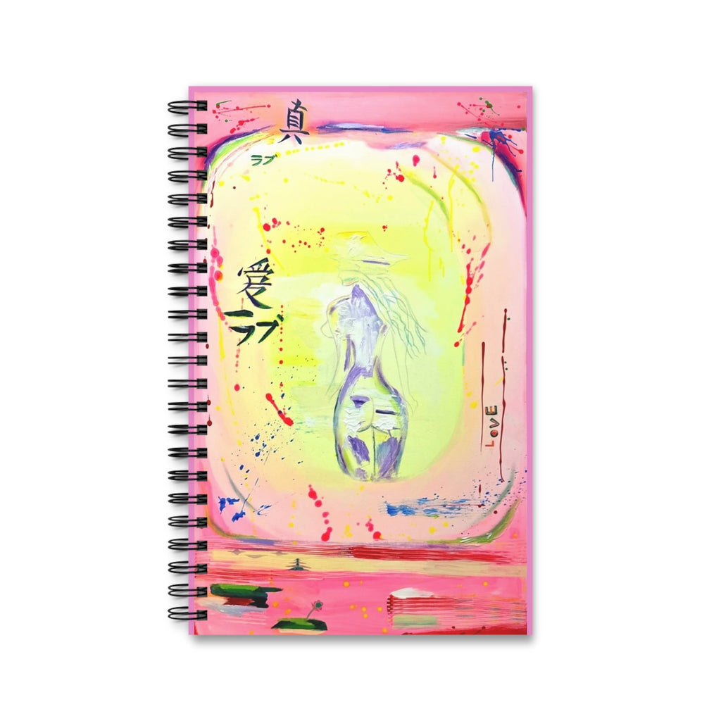 Pastel Love Spiral Journal — Pink Watercolor Pocket Notebook