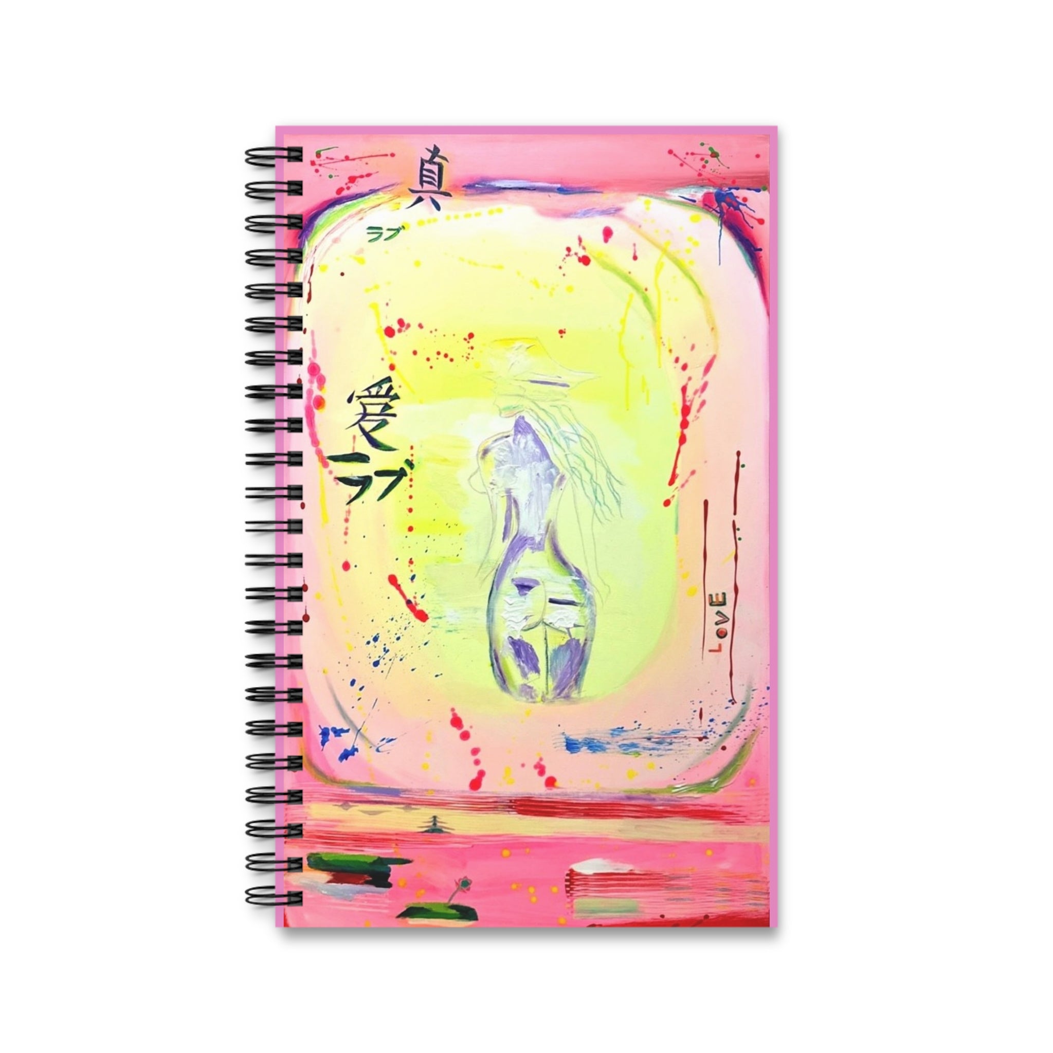 Pastel Love Spiral Journal — Pink Watercolor Pocket Notebook