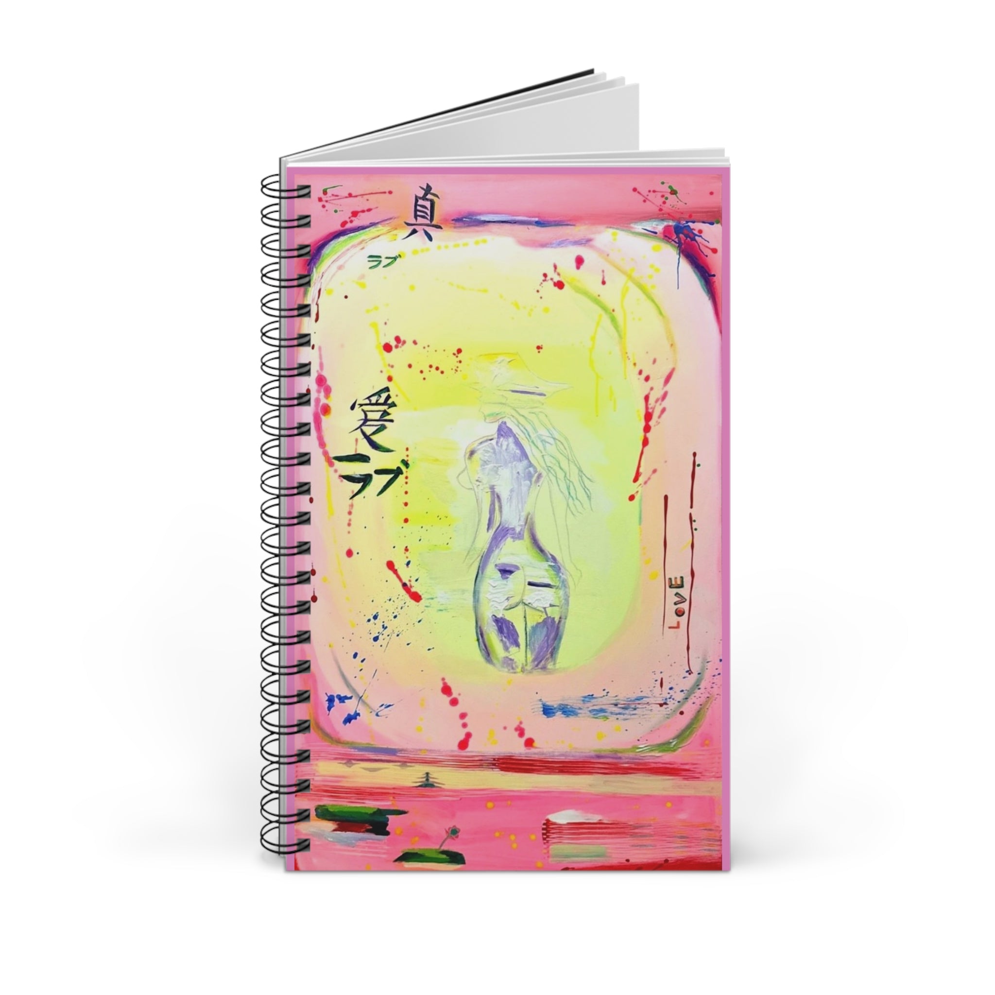 Pastel Love Spiral Journal — Pink Watercolor Pocket Notebook