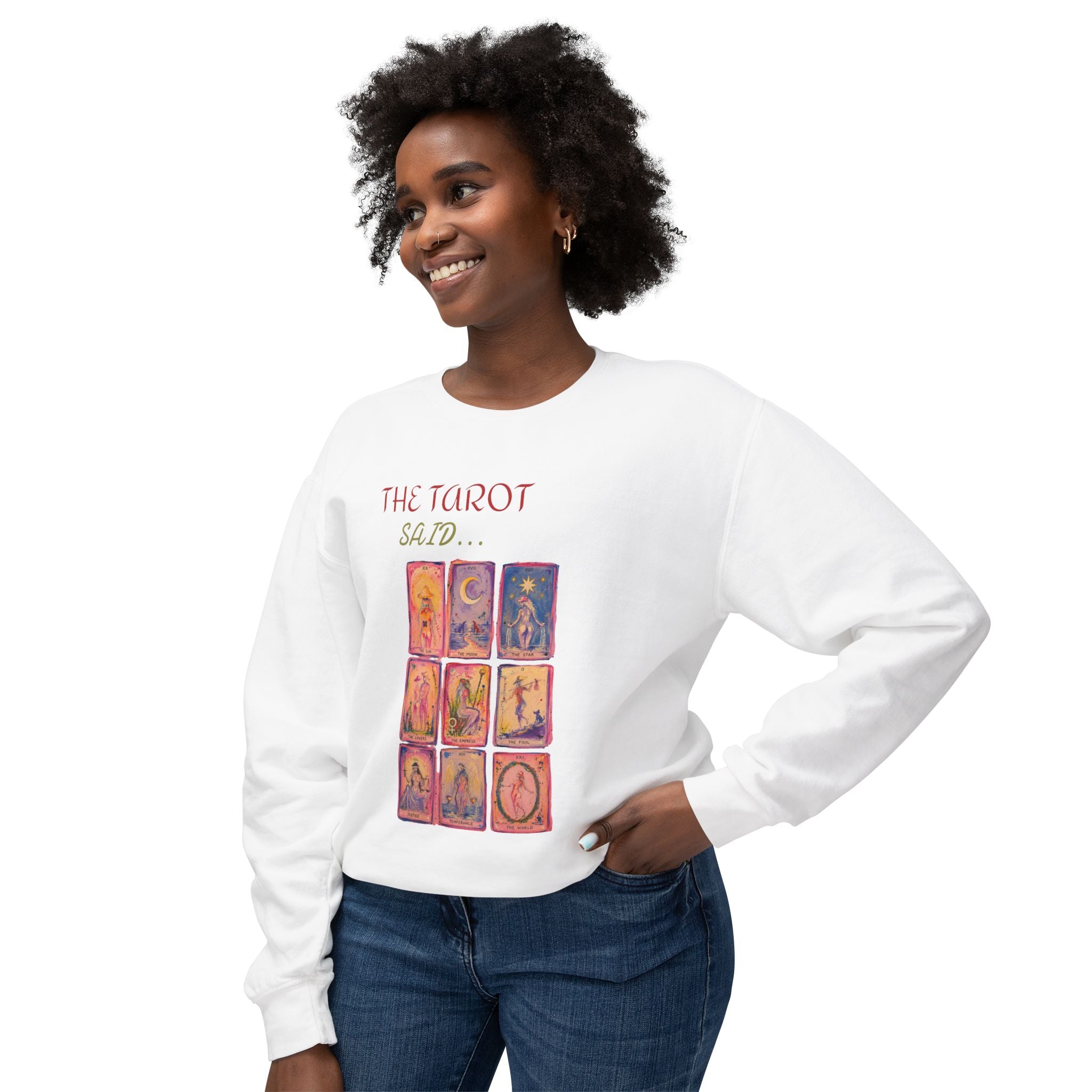 Tarot Justice Card Crewneck Sweatshirt — Illustrated Witchy Pullover