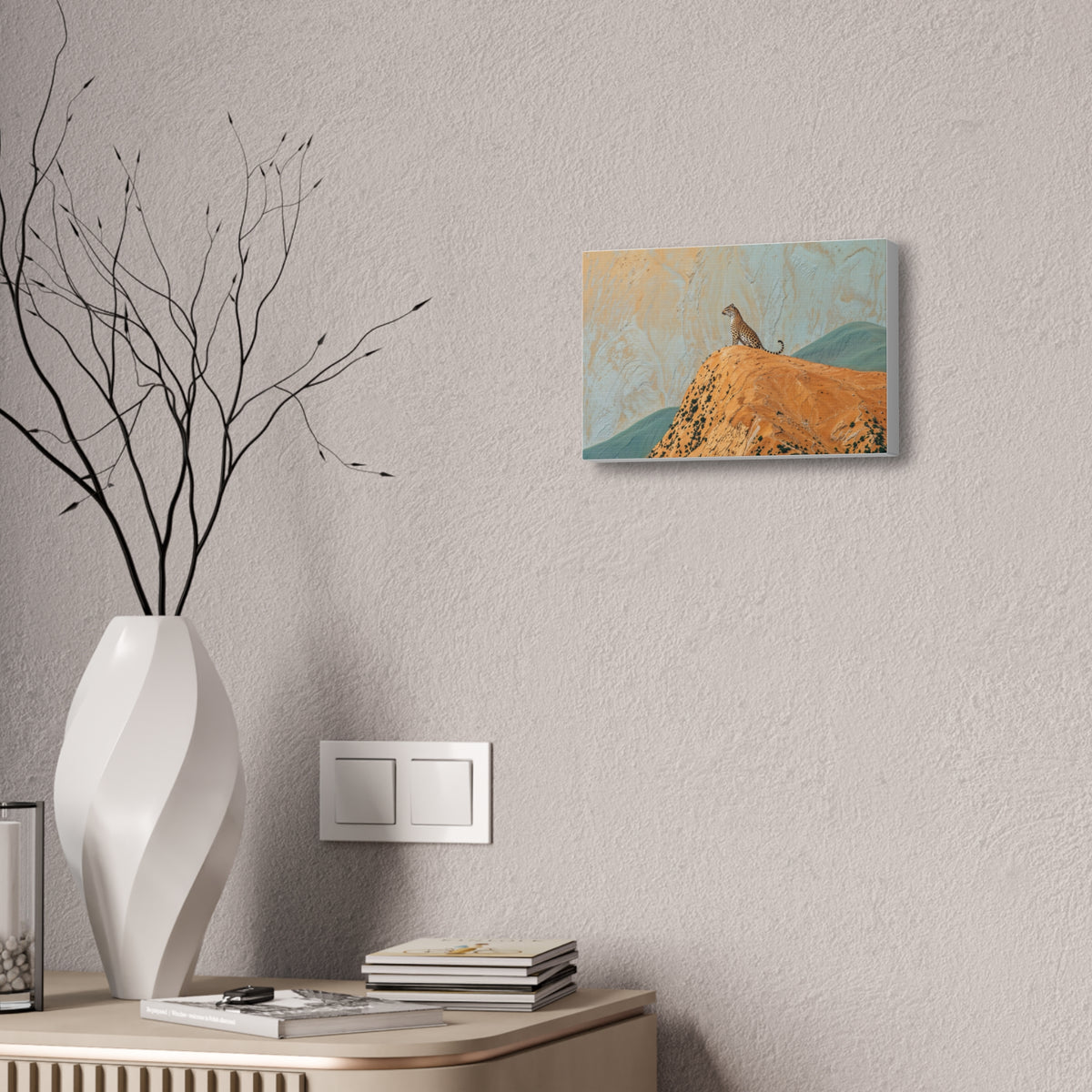 Cheetah on Desert Dune Stretched Canvas Wall Art (1.5" Depth)