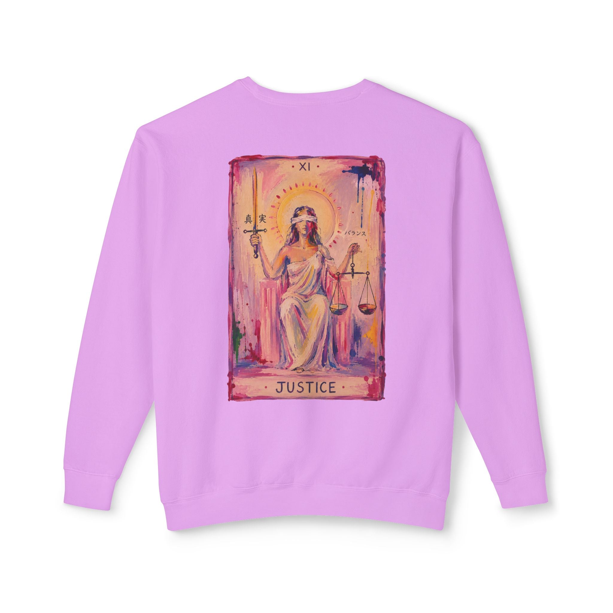 Tarot Justice Card Crewneck Sweatshirt — Illustrated Witchy Pullover