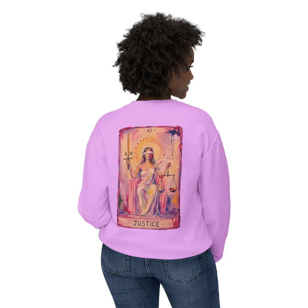 Tarot Justice Card Crewneck Sweatshirt — Illustrated Witchy Pullover