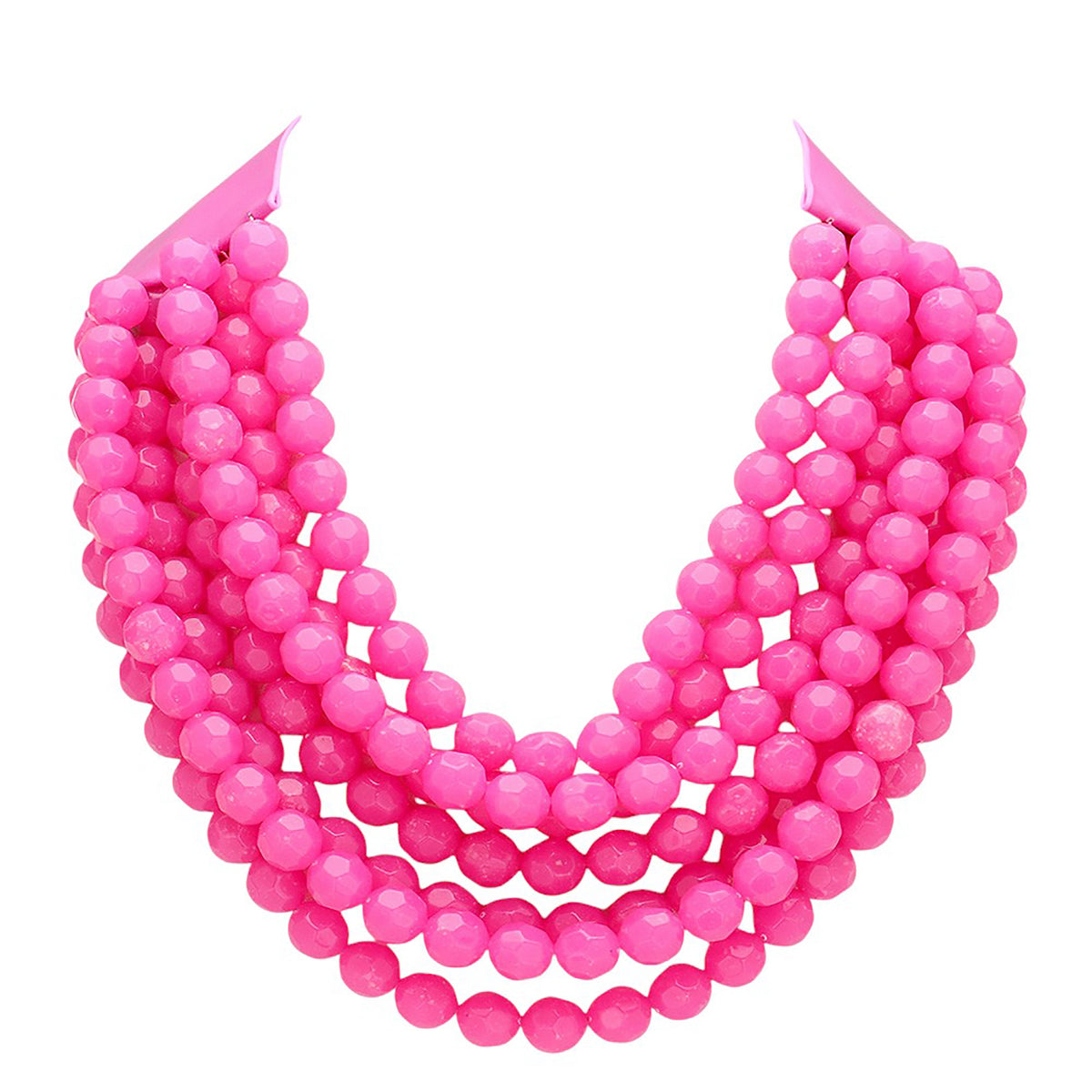 Chunky Beaded Statement Necklace — Multi-Strand with Magnetic Clasp