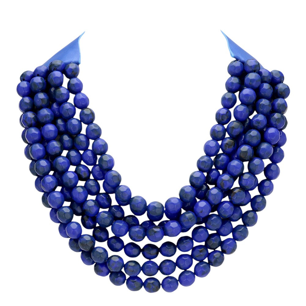 Chunky Beaded Statement Necklace — Multi-Strand with Magnetic Clasp