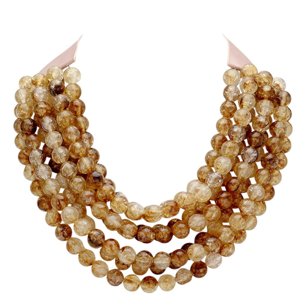 Chunky Beaded Statement Necklace — Multi-Strand with Magnetic Clasp