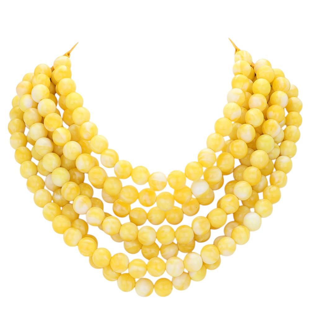 Chunky Beaded Statement Necklace — Multi-Strand with Magnetic Clasp