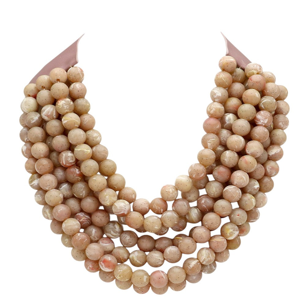 Chunky Beaded Statement Necklace — Multi-Strand with Magnetic Clasp