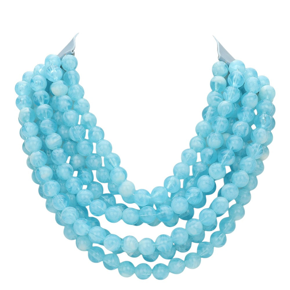 Chunky Beaded Statement Necklace — Multi-Strand with Magnetic Clasp