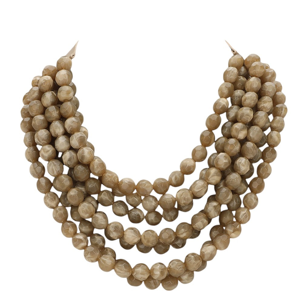 Chunky Beaded Statement Necklace — Multi-Strand with Magnetic Clasp
