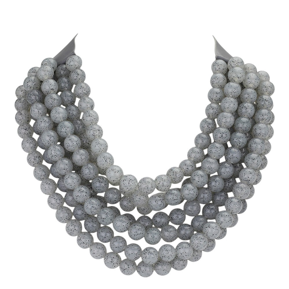 Chunky Beaded Statement Necklace — Multi-Strand with Magnetic Clasp