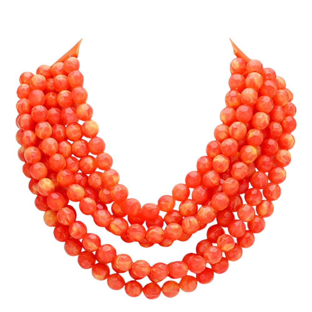 Chunky Beaded Statement Necklace — Multi-Strand with Magnetic Clasp