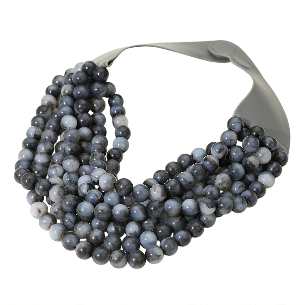 Chunky Beaded Statement Necklace — Multi-Strand with Magnetic Clasp