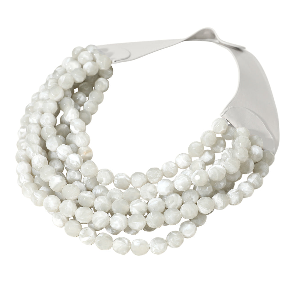 Chunky Beaded Statement Necklace — Multi-Strand with Magnetic Clasp