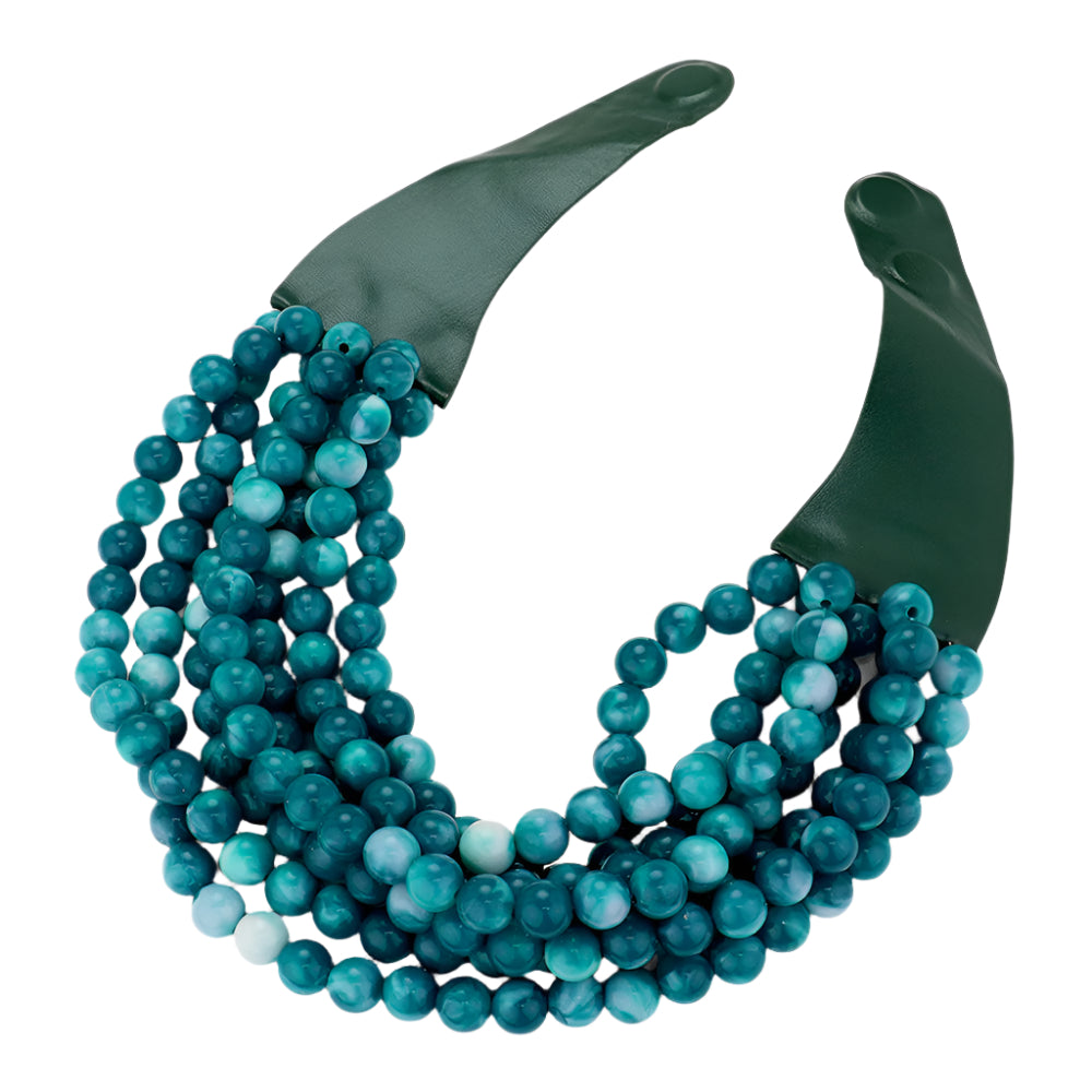Chunky Beaded Statement Necklace — Multi-Strand with Magnetic Clasp