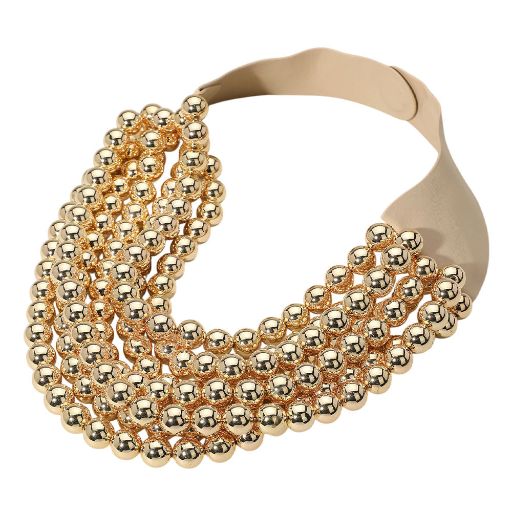 Chunky Beaded Statement Necklace — Multi-Strand with Magnetic Clasp