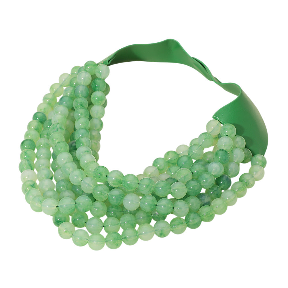 Chunky Beaded Statement Necklace — Multi-Strand with Magnetic Clasp