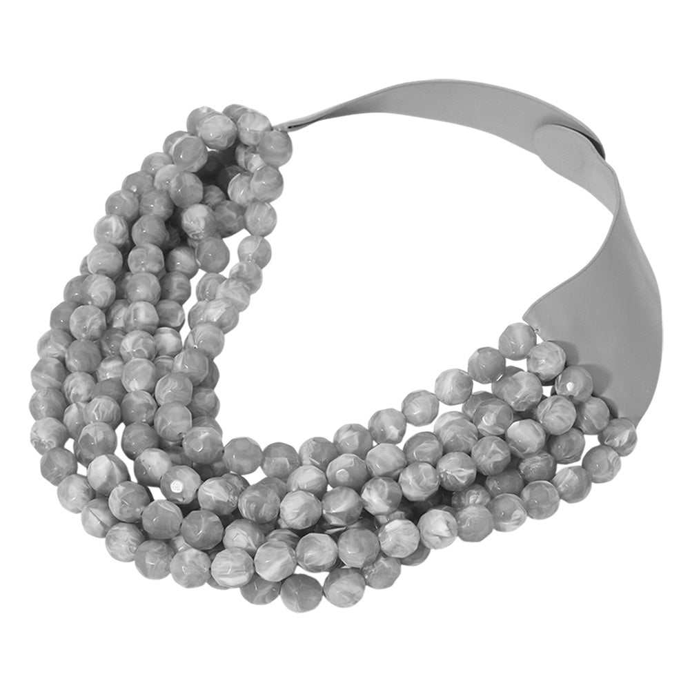 Chunky Beaded Statement Necklace — Multi-Strand with Magnetic Clasp