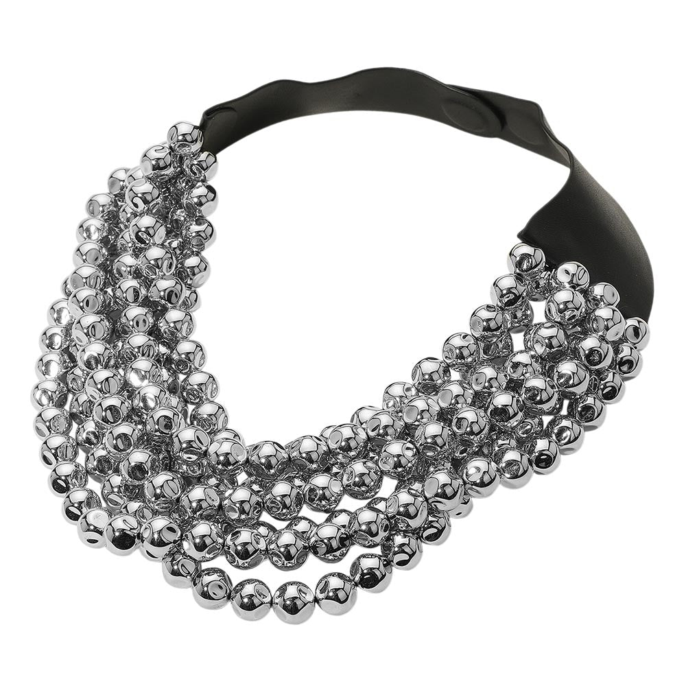 Chunky Beaded Statement Necklace — Multi-Strand with Magnetic Clasp