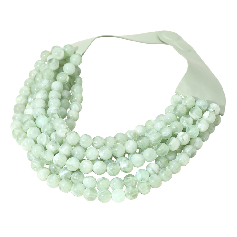 Chunky Beaded Statement Necklace — Multi-Strand with Magnetic Clasp