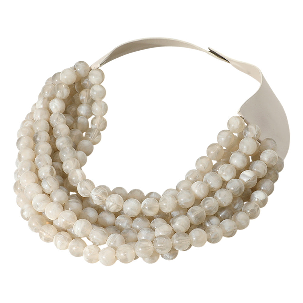 Chunky Beaded Statement Necklace — Multi-Strand with Magnetic Clasp