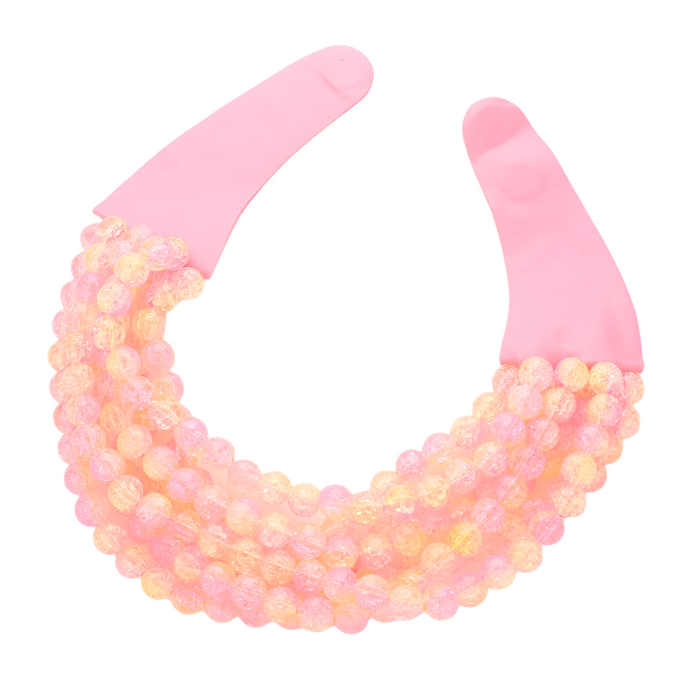 Chunky Beaded Statement Necklace — Multi-Strand with Magnetic Clasp