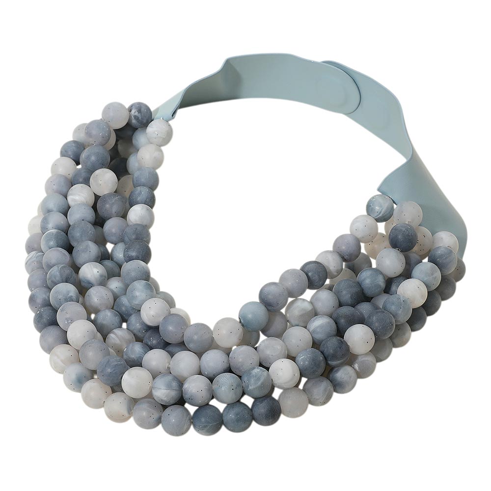 Chunky Beaded Statement Necklace — Multi-Strand with Magnetic Clasp