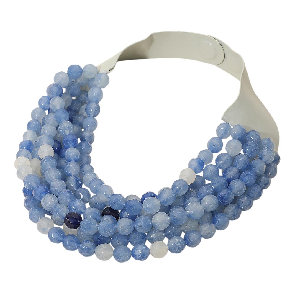 Chunky Beaded Statement Necklace — Multi-Strand with Magnetic Clasp