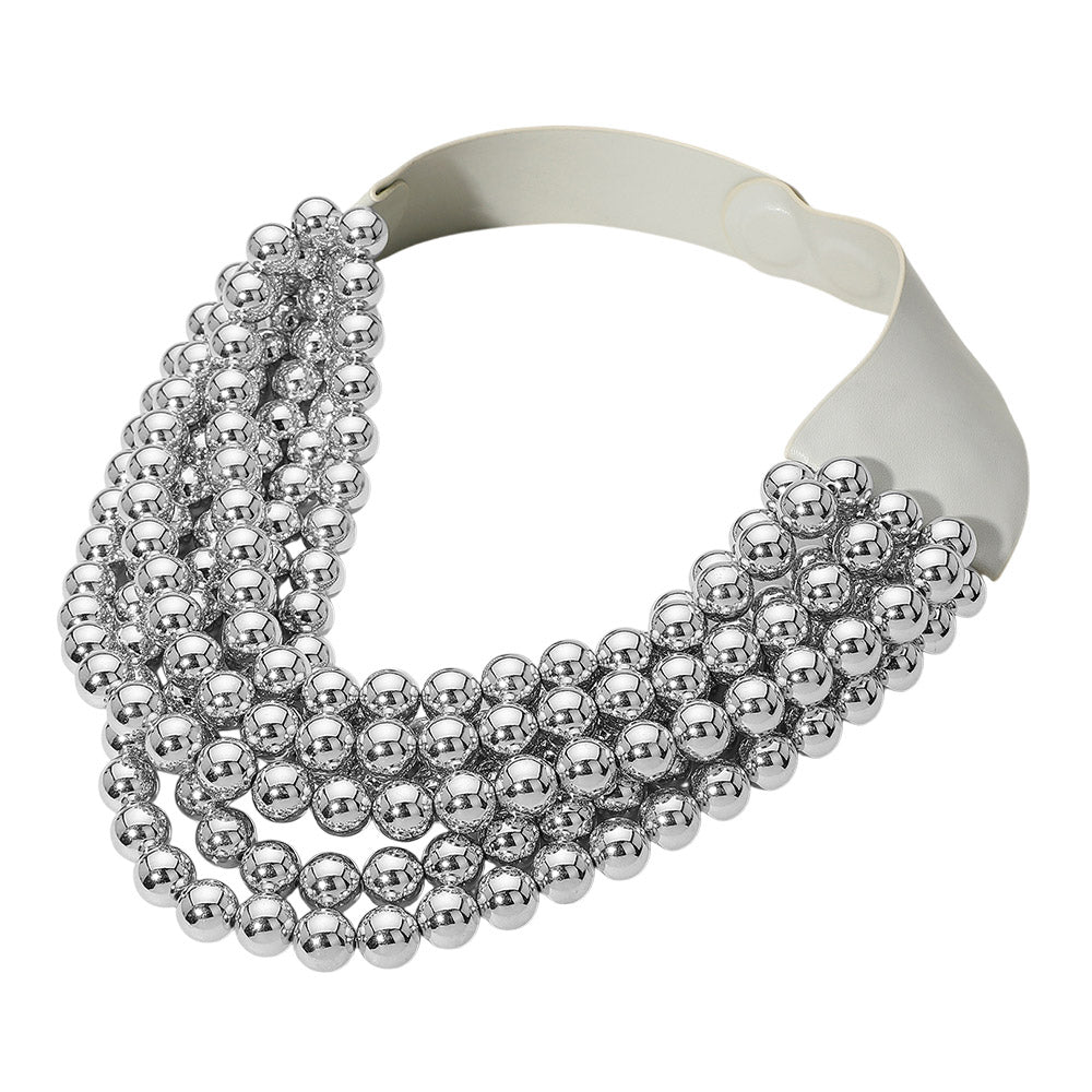 Chunky Beaded Statement Necklace — Multi-Strand with Magnetic Clasp