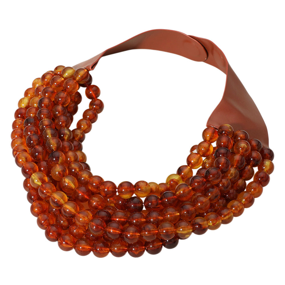 Chunky Beaded Statement Necklace — Multi-Strand with Magnetic Clasp