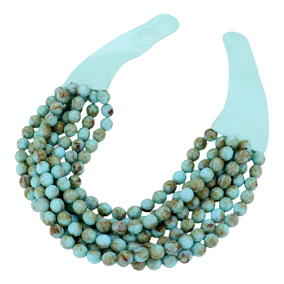 Chunky Beaded Statement Necklace — Multi-Strand with Magnetic Clasp