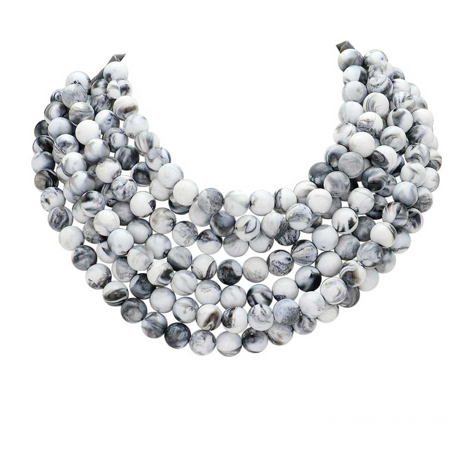 Chunky Beaded Statement Necklace — Multi-Strand with Magnetic Clasp