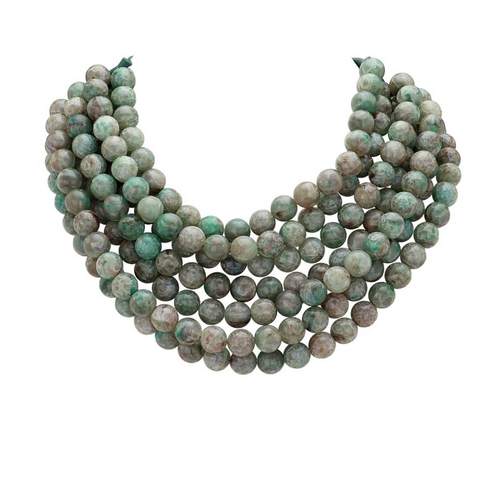 Chunky Beaded Statement Necklace — Multi-Strand with Magnetic Clasp
