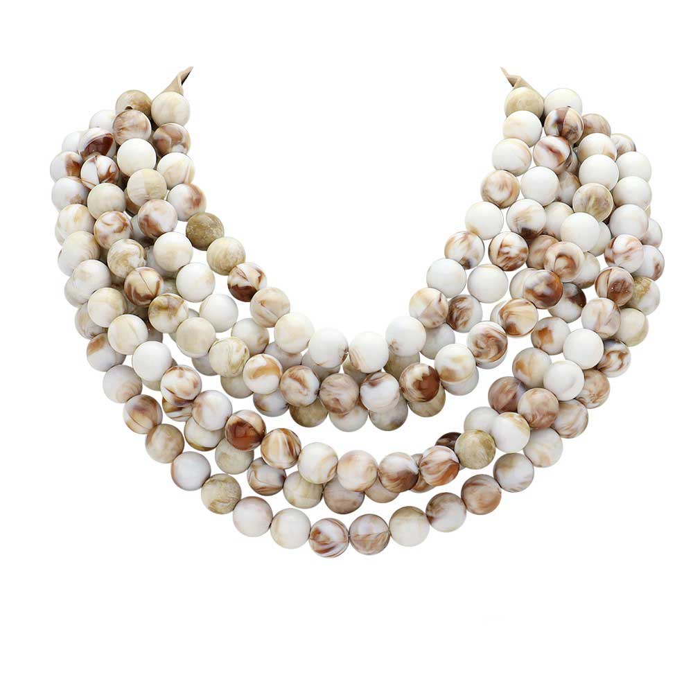 Chunky Beaded Statement Necklace — Multi-Strand with Magnetic Clasp