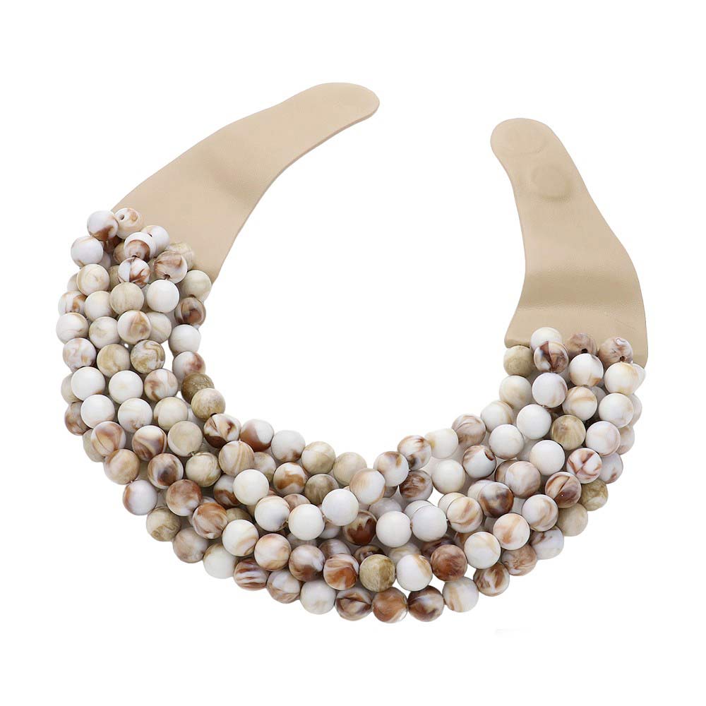 Chunky Beaded Statement Necklace — Multi-Strand with Magnetic Clasp