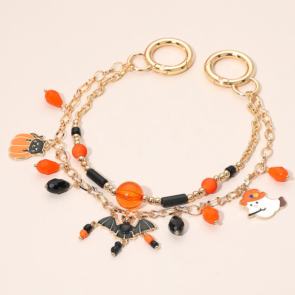 Halloween Bag Charm — Bat, Ghost, Pumpkin & Cat Gold Chain