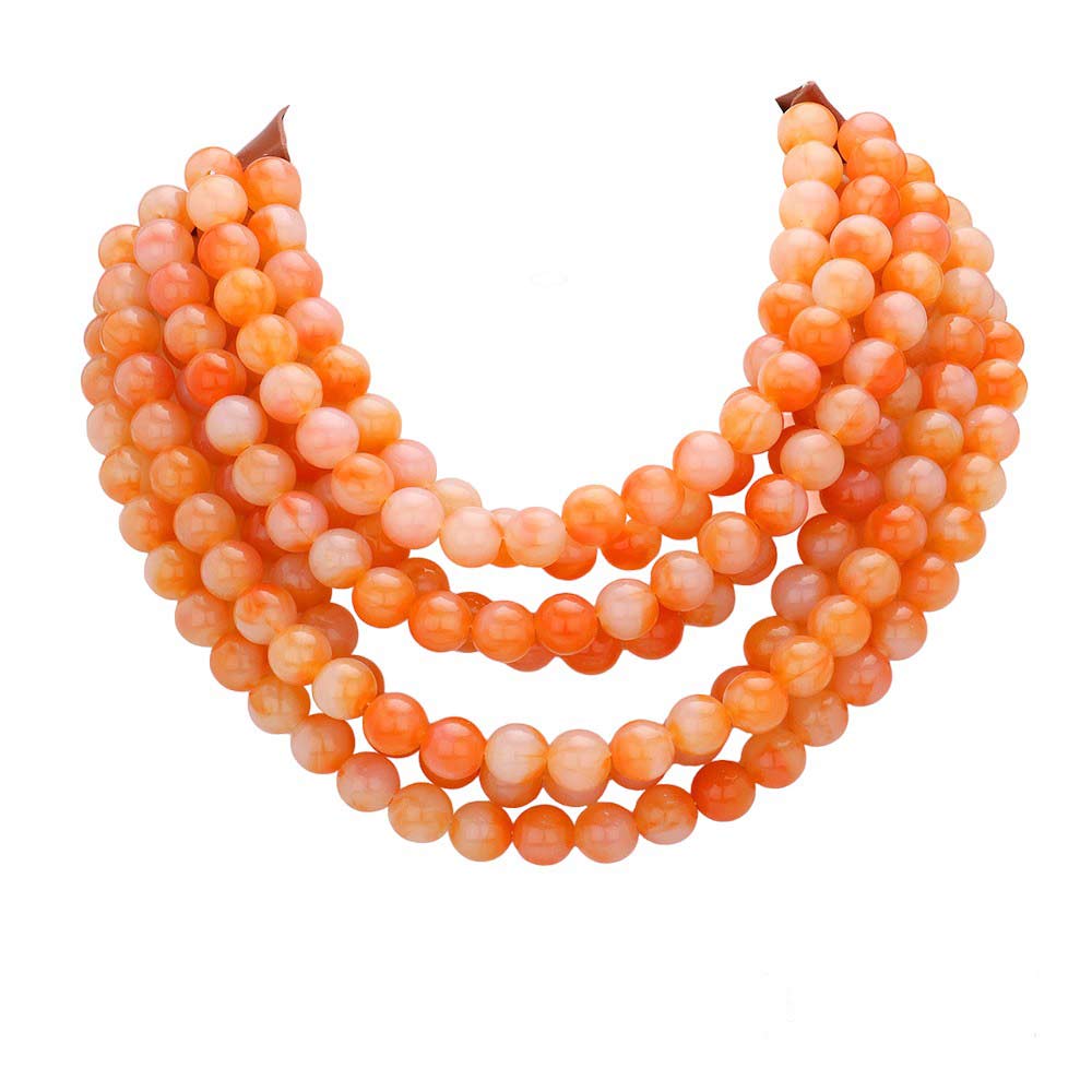 Chunky Beaded Statement Necklace — Multi-Strand with Magnetic Clasp