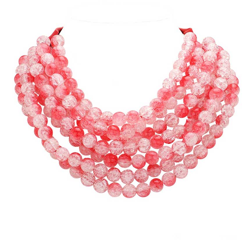 Chunky Beaded Statement Necklace — Multi-Strand with Magnetic Clasp