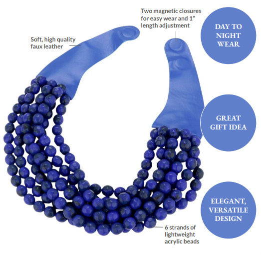 Chunky Beaded Statement Necklace — Multi-Strand with Magnetic Clasp
