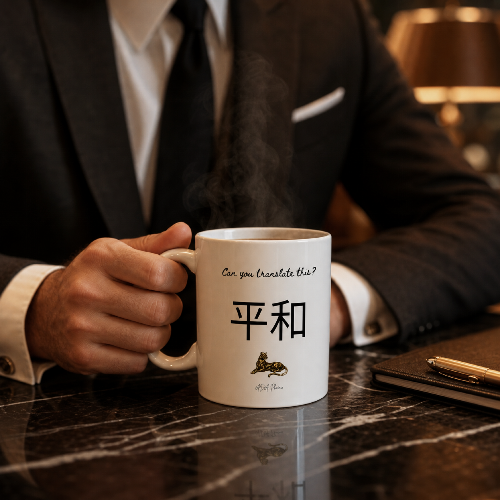 Peace Kanji Ceramic Mug — Novelty Coffee Cup (11oz & 15oz)