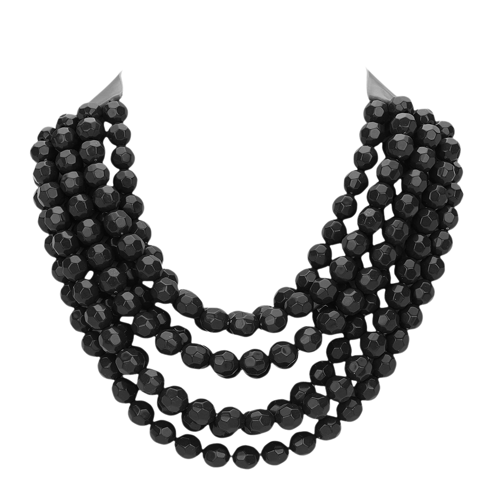 Chunky Beaded Statement Necklace — Multi-Strand with Magnetic Clasp