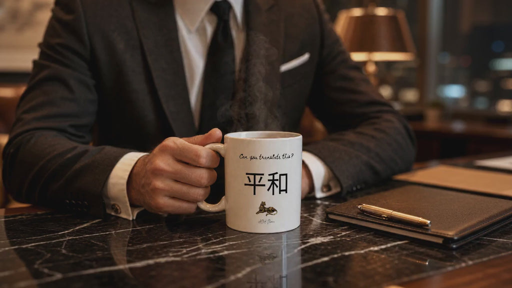 Peace Kanji Ceramic Mug — Novelty Coffee Cup (11oz & 15oz)